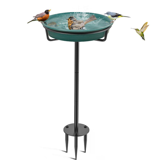 VeyFolzin.st Bird Baths for Outdoors, Detachable Birdbaths for The Garden Clearance, Freestanding Bird Baths for Outdoors Heavy Duty, Bird Bath Bowl Spa & Birdfeeder with Metal Stake Stand (Green)