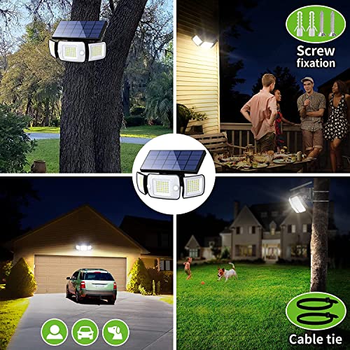 intelamp Solar Security Lights 6000mAh Battery Solar Lights Outdoor Garden 270°Wide Angle Solar Security Lights Outdoor Motion Sensor for Garden Garage Yard