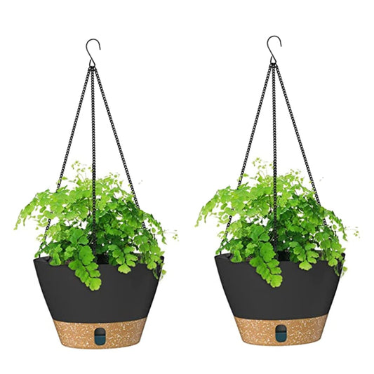 NOPEILVI Self Watering Hanging Planter, Self Watering Hanging Planter Basket Plastic Hanging Flower Pot For Home Garden Decor 2PCS