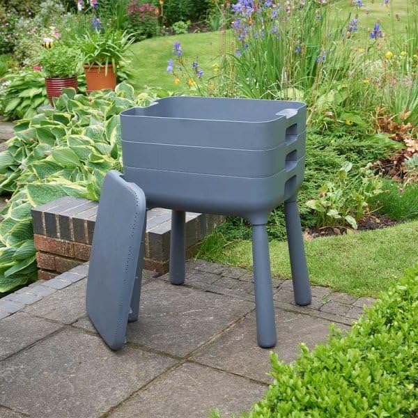 Garden Mile 3 Tray Wormery Composter - Worm Compost Bin Outdoor, Complete Worm Composter Kit Large Outdoor Compost Storage Bins for Recycling Food Waste, Organic Waste Compost