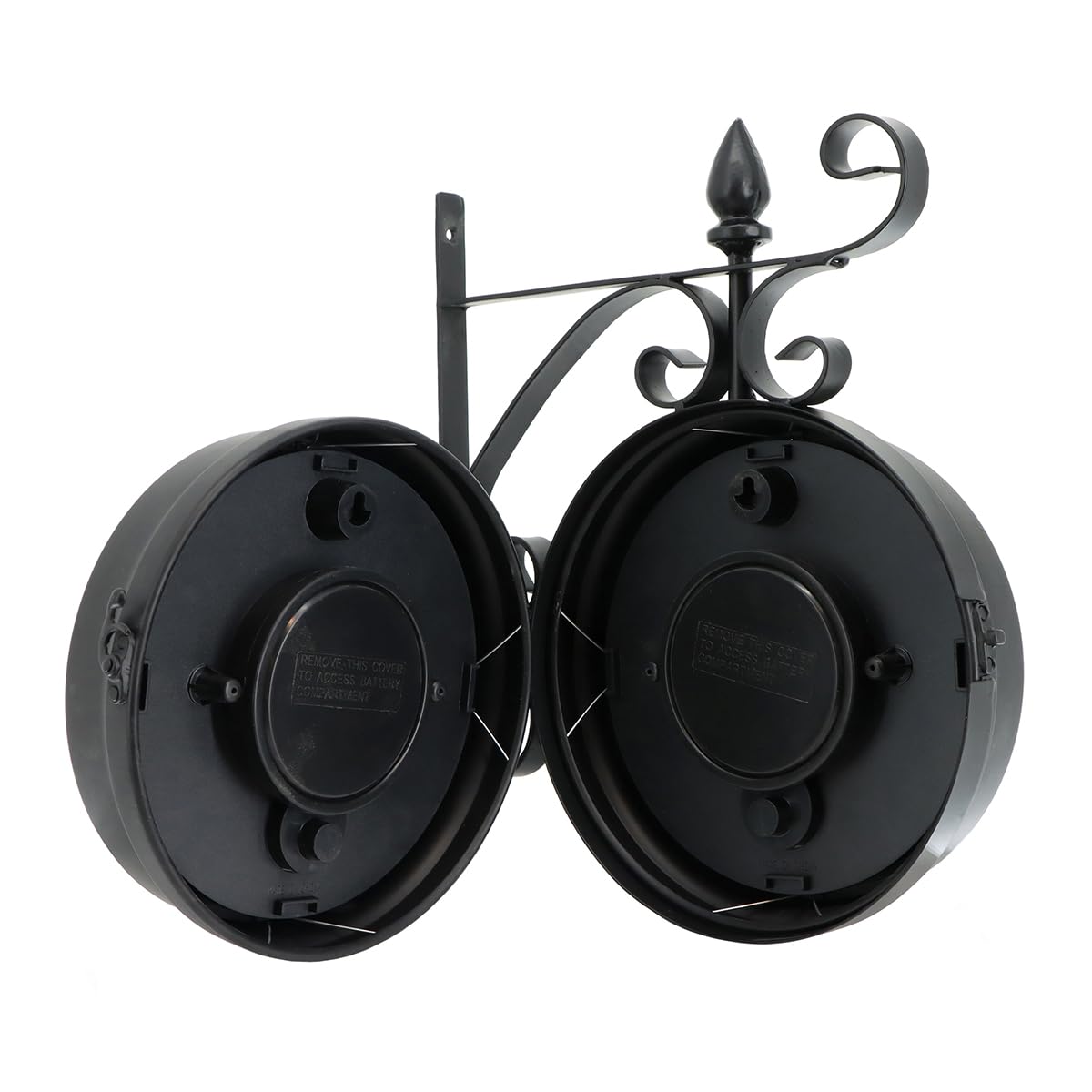 Charles Bentley Paddington Outdoor And Indoor Double Sided Wall Clock, Black, Analogue Design, Plastic, Metal, Quiet Ticking, Roman Numerals, Vintage, Patio Clock, Living Room, Kitchen (32x27x9.5cm)