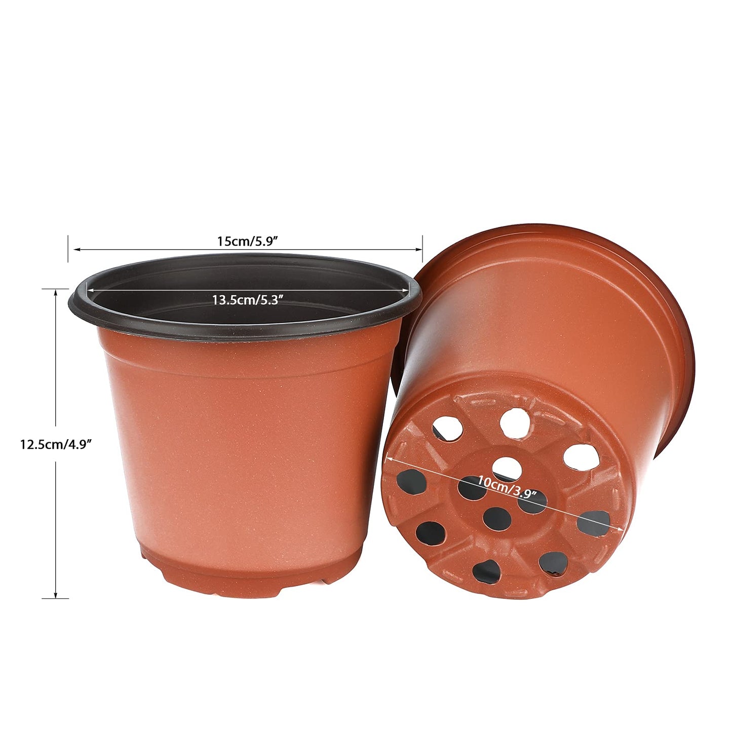 KINGLAKE 50Pcs Plastic Plant Pots 15 cm Nursery Seedlings Pots Seed Starting Pots Flower Plant Container