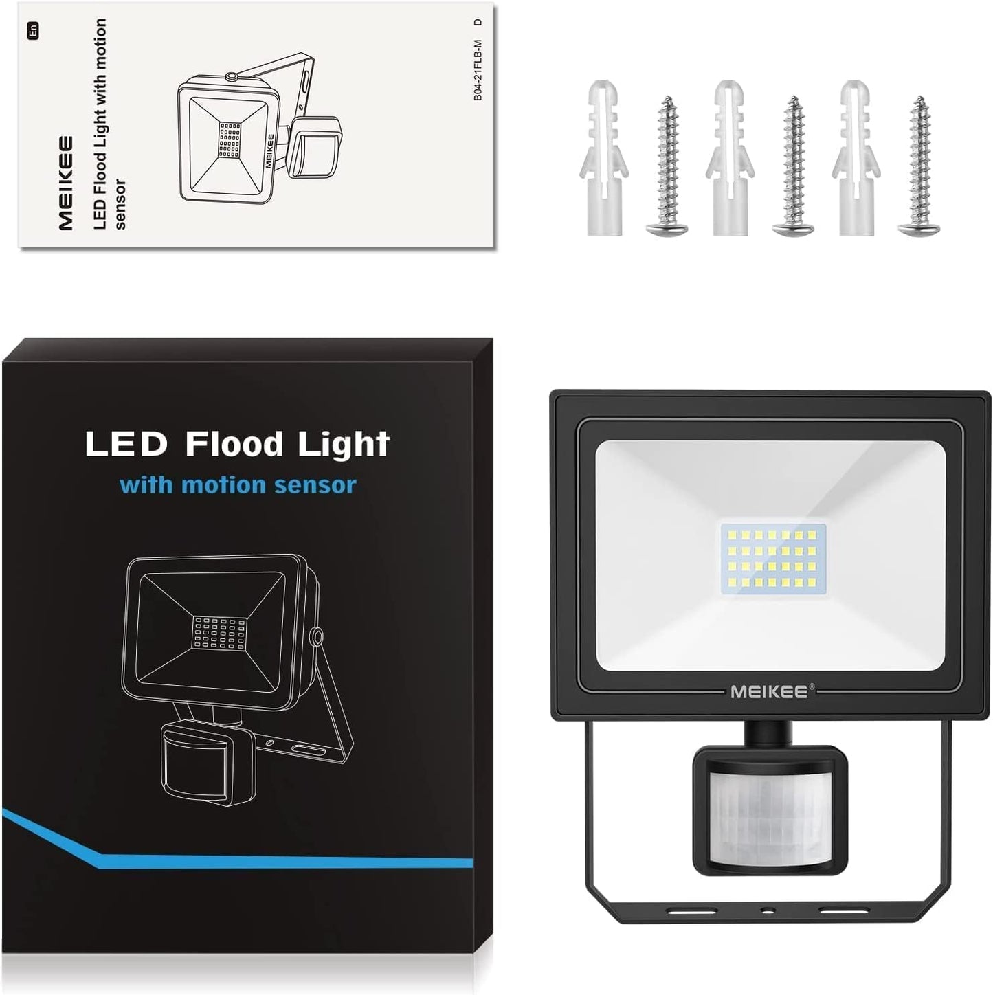 MEIKEE Security Lights with Motion Sensor 25W PIR Light Super Bright 2100 Lumen LED Sensor Flood Lights Outdoor IP66 Waterproof Daylight White Wall Light Perfect for Garage Garden Forecourt Hallway