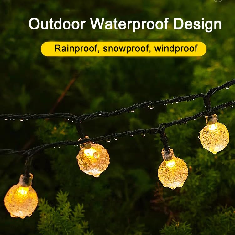 mafiti Solar Lights Outdoor Garden, 40ft 66 LEDs Solar Garden Light with 8 Modes Crystal Big Balls Solar Powered Waterproof for Camping Tree Patio Yard Wedding Party Decoration