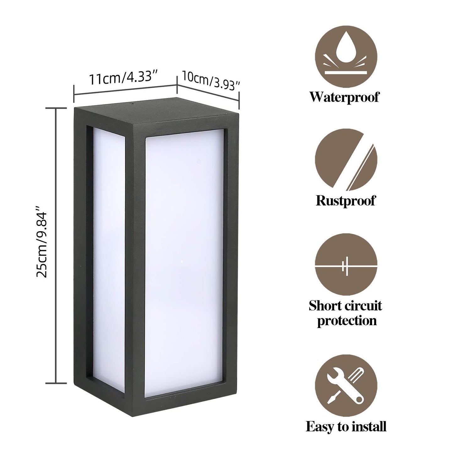 HLFVLITE Outside Wall Light, Max 40W E27 Aluminum Outdoor Wall Lamp Exterior Wall Sconce, IP54 Waterproof, Anthracite Grey