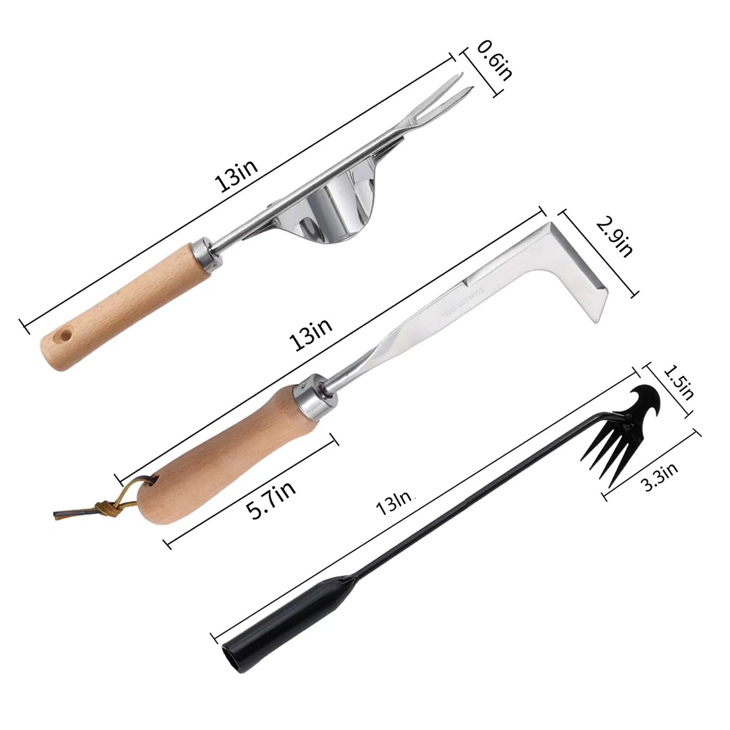 Yizerel Hand Weeder Tool Garden Weeding Tool, Uprooting Weeding Tool Gardening Weeder Tool, Stainless Steel Gardening Tools for Yard and Garden, 3 Pcs