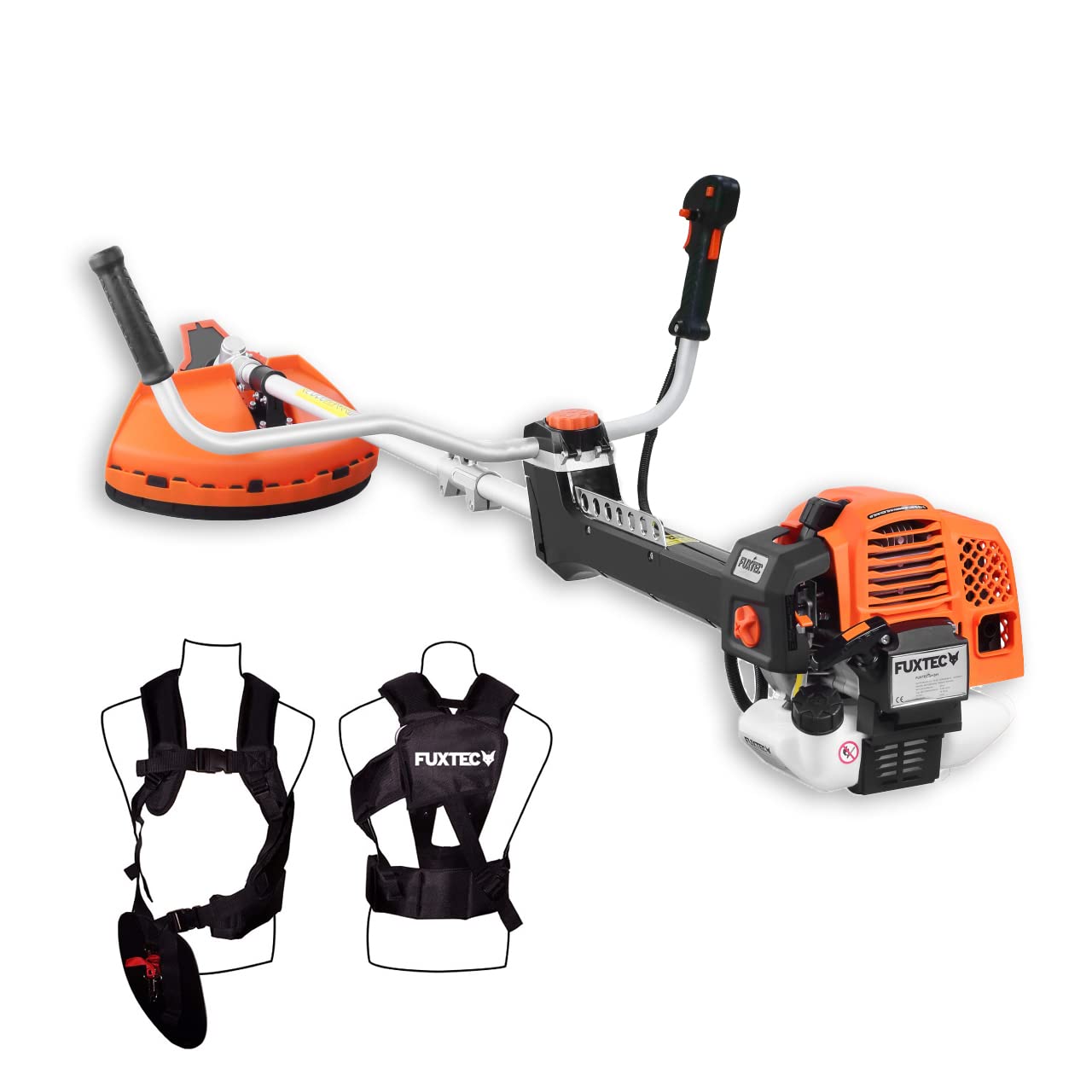 FUXTEC 62cc Petrol Professional Strimmer, Grass Trimmer & Brush Cutter – 3,5 HP 2-Stroke Engine, Anti-Vibration System, Motor Scythe – 2-in-1 Garden Tool for Lawn & Brush Cutting – FX-PS162