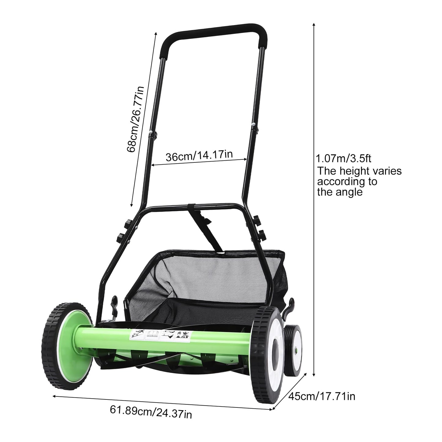 Effortless Lawn Care, Push Mower with Four-wheeled Push Mower | Ergonomic Design | for Villas and Homes