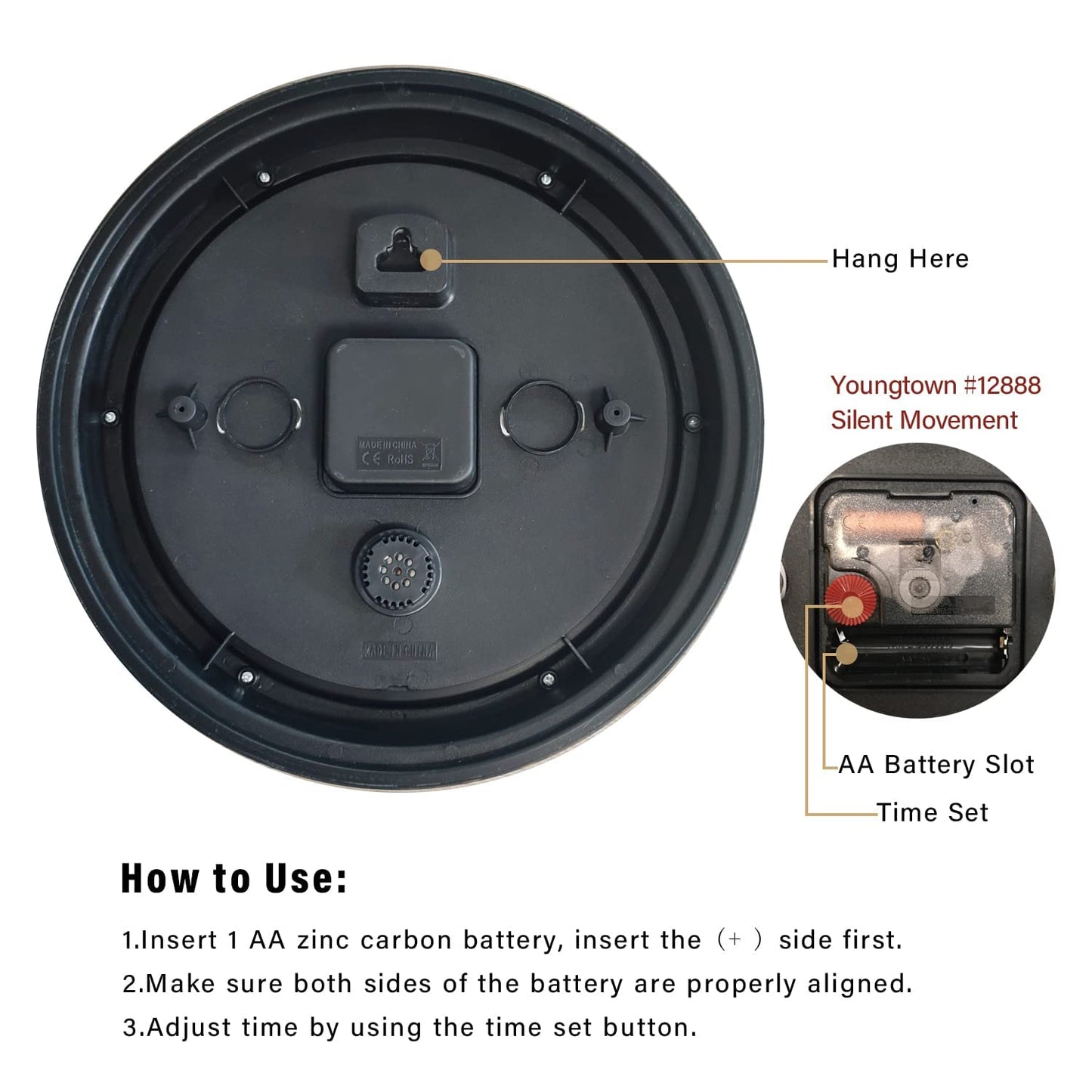 OCEST 12Inch Outdoor Garden Clock, Waterproof Wall Clocks with Thermometer, Weather-Resistant Non-Ticking Battery Operated Decor Decor for Patio Pool Lanai Porch Kitchen Bathroom