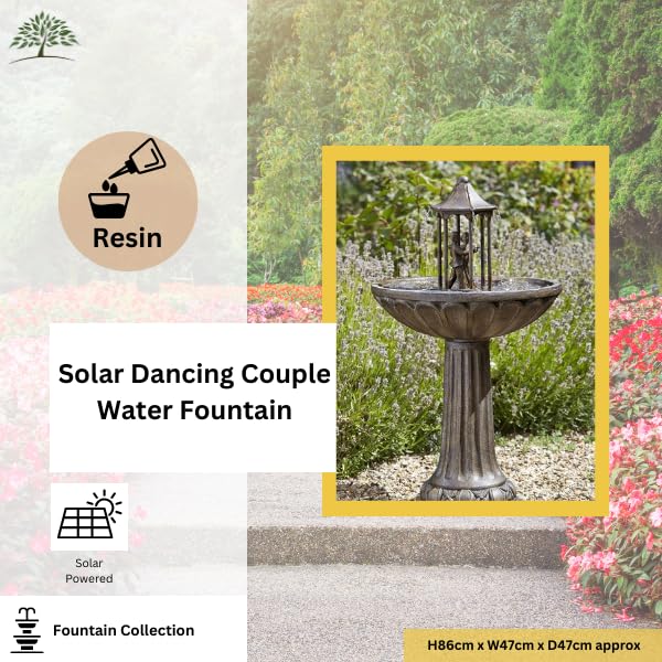 Garden Mile Dancing Couple Water Feature Bronze Effect Fountain for Garden Freestanding Patio Lawn Centrepiece Rustic Ornamental Decorative Fountain