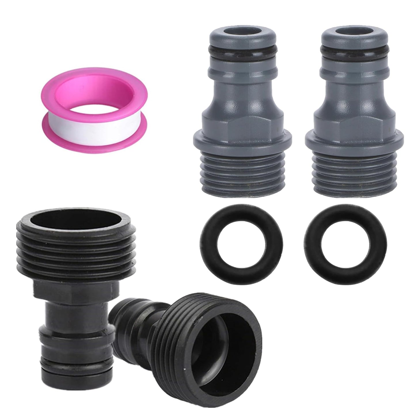 HAFRILY 4Pcs Hose Connector 3/4" Male Hose Connector and 1/2" Male Threaded Tap Connector Fittings for Garden Adapter Quick Connector