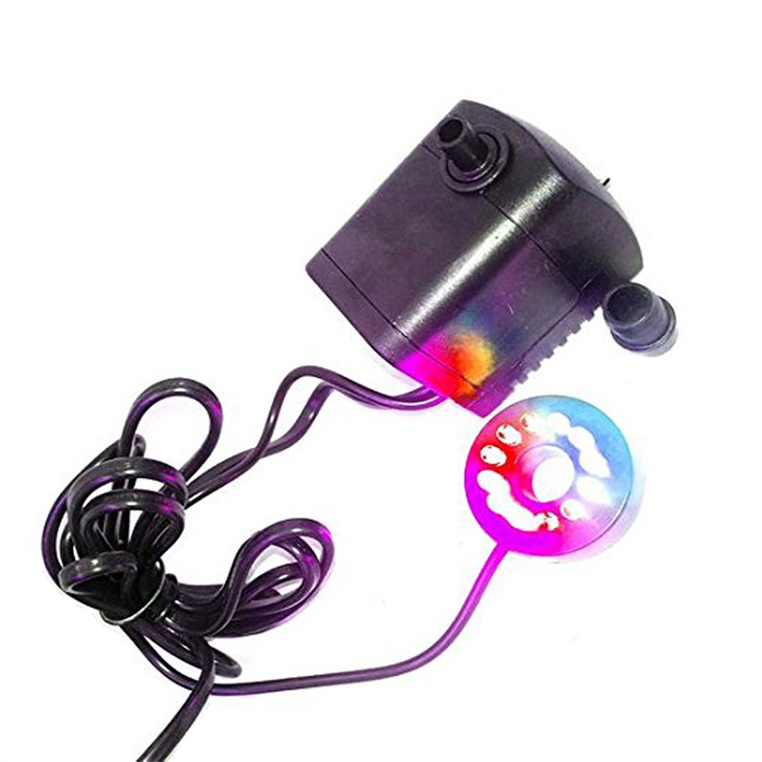 Submersible Water Pump, 15W 800L/H Fountain Pump with 12 Color LED Light for Fountain Pool Garden Pond Fish Tank Aquarium Water(With Plug)