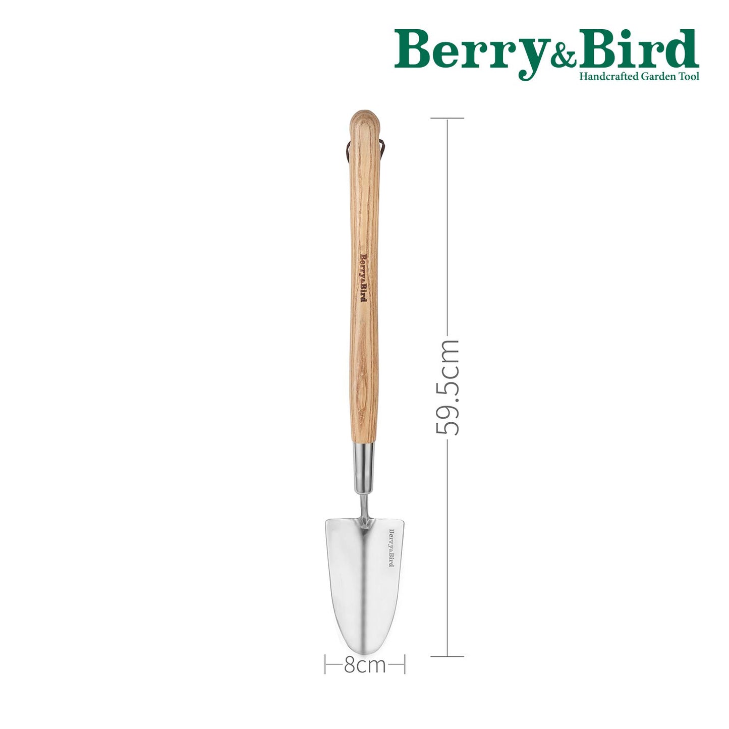 Berry&Bird Garden Trowel with Long Handle, 23.43in Stainless Steel Short Shovel with Wood Handled for Digging, Gardening, Transplanting, Planting and Weeding
