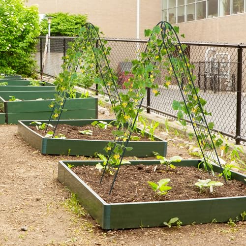 COSTWAY 2/4 Pack Garden Trellis, 180/220 x 50cm Galvanized Steel Trellis for Climbing Plants Rose Vines Cucumber Tomato, Rustproof Decorative Garden Fence Barrier Border (180 x 50cm, 4 Pack, Green)