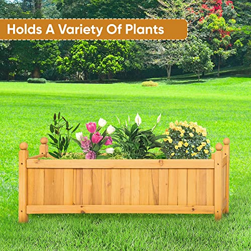 Albert Austin 1x Wooden Planter for Garden Easy to Assemble Weather Resistant Durable Design for Easy Planting Ideal for Indoor Outdoor Use Lightweight Garden Planters for Flowers (Large)