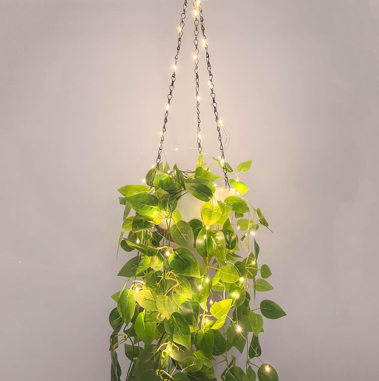 2 Pack Hanging Planters for Indoor Plants with LED Lights, Watering Hanging Pots Hanging Baskets Hanging Flower Pots with Drainage Holes & Removable Tray Outdoor Hanging Plants for Boho Home Window