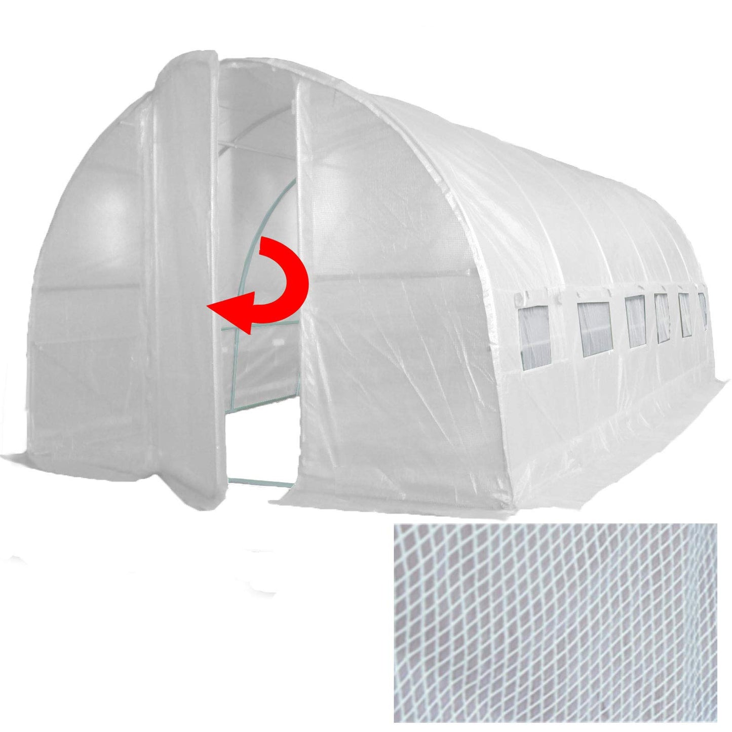 5 Sizes Polytunnel "Strongest In It's Class" a fully Galvanised Structure with more Diagonal & Roof Bracing than all others. Metal Hinged Door | Groundbar Kit. (6m x 3m)