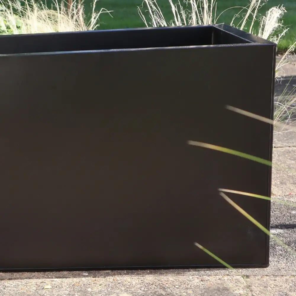 1.2m/1m/75cm/70cm Zinc Galvanised Trough Planter | No Assembly Needed | Lightweight (Matte Black, L75cm x W32cm x H32cm)