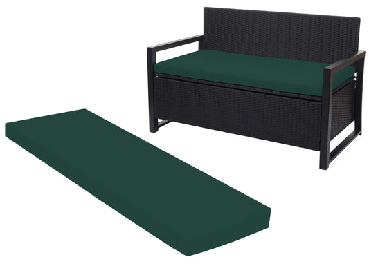 Crescent Textile 100% Waterproof Garden Bench Cushion 2/3/4 Seater Outdoor Long Bench Seat Pad for Lawn & Garden, Patio, Office, Coffee Shop with Removable Cover (2 Seater 108cm x 45cm x 5cm, Green)
