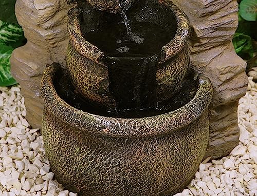Primrose 77cm Cherika 4 Tier Cascading Oil Jars Water Feature Classic Sandstone Fountain