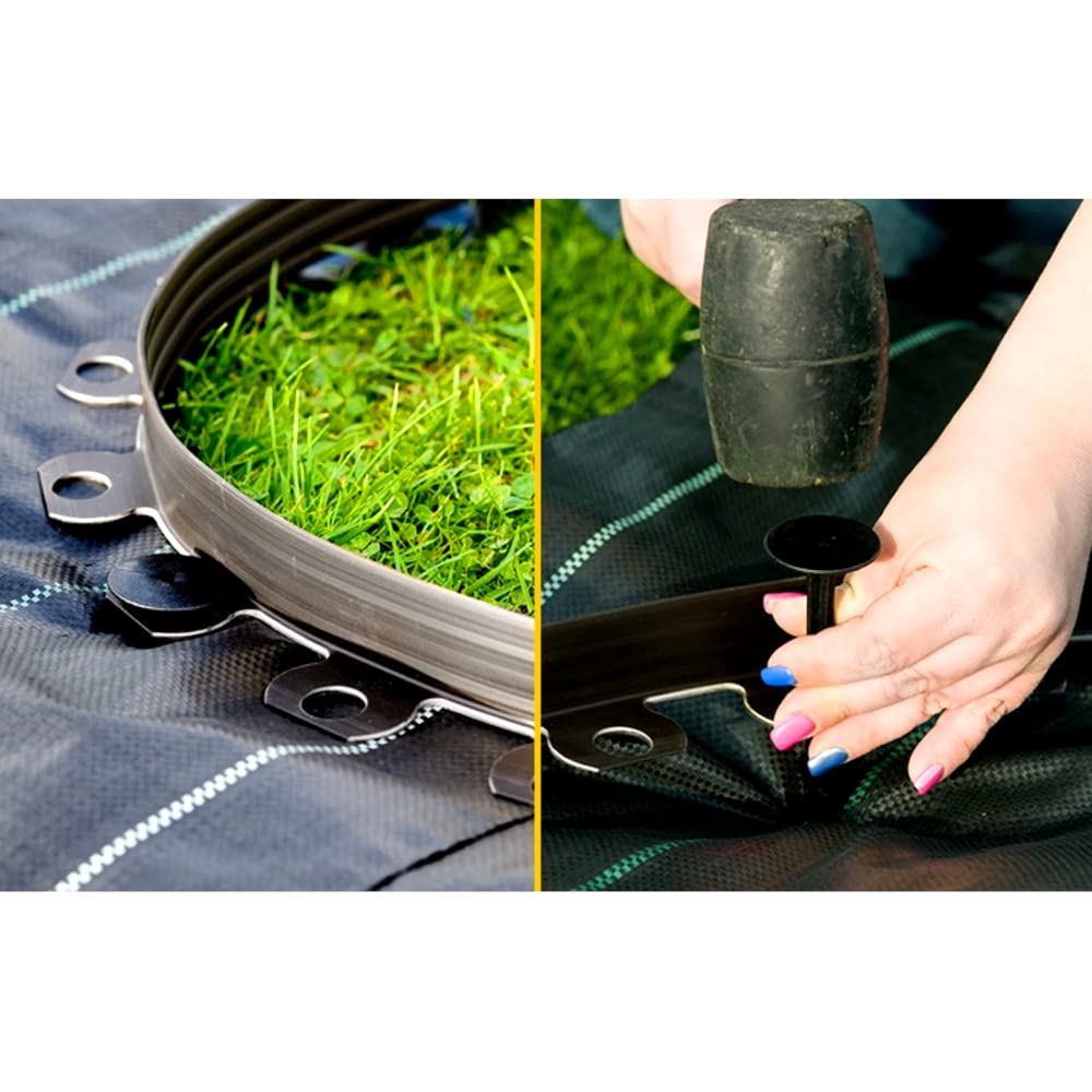 Grey Lawn Edging Border - 10 m / 33 ft Long Flexible Plastic Garden Edging & 20 Securing Pegs - Easy to Cut and Shape - Perfect for Flower Beds, Lawn, Pavement (38 mm High)