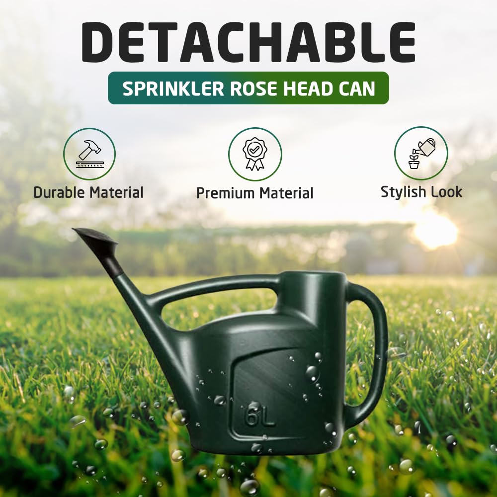 ACCURATE Watering Can comes complete with sprinkler rose and is ideal for light watering around your garden.-GREEN