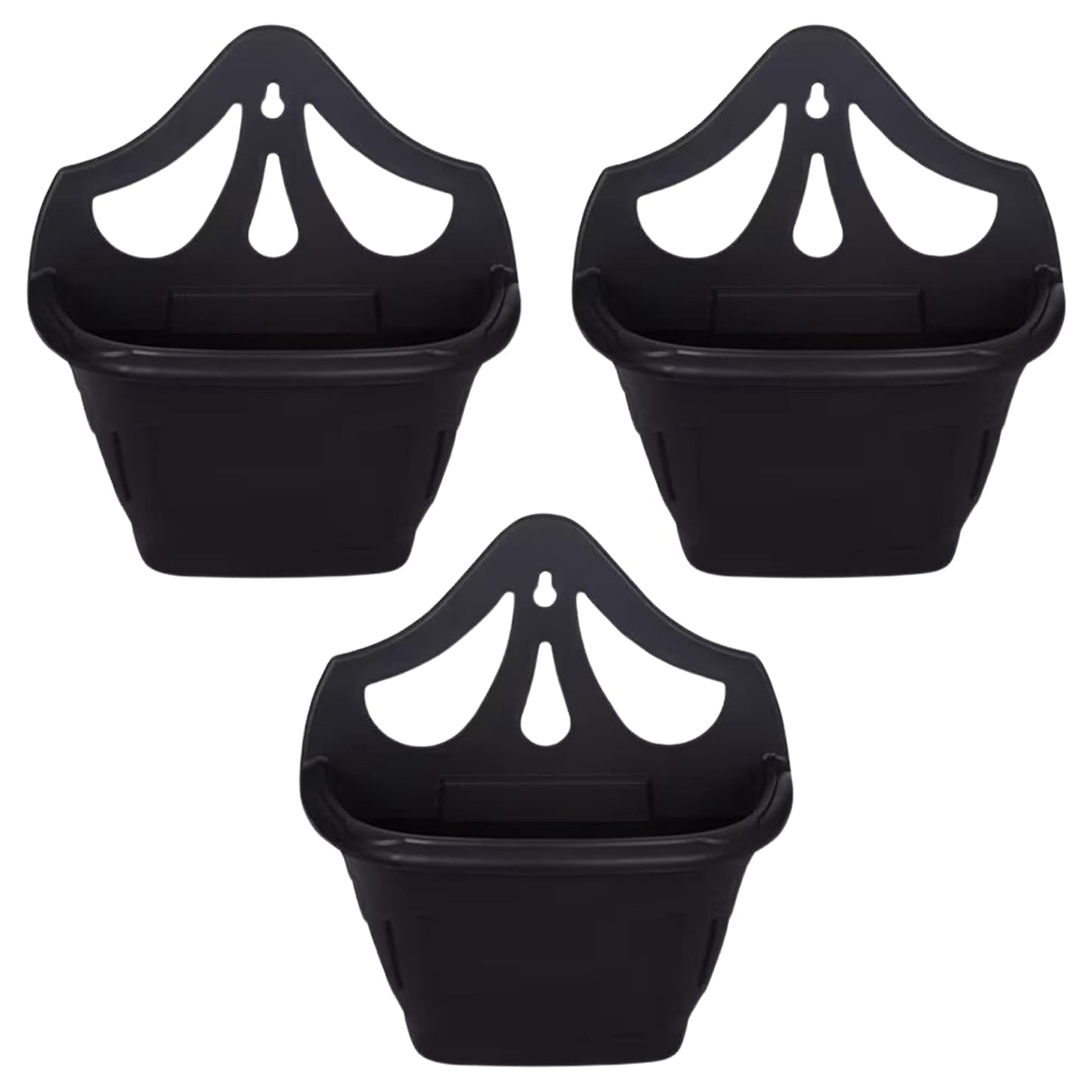 ACCURATE 31cm Venetian Wall Planter | 3Pk Wall Plnater | Ideal for Indoor and outdoor decorative - Black