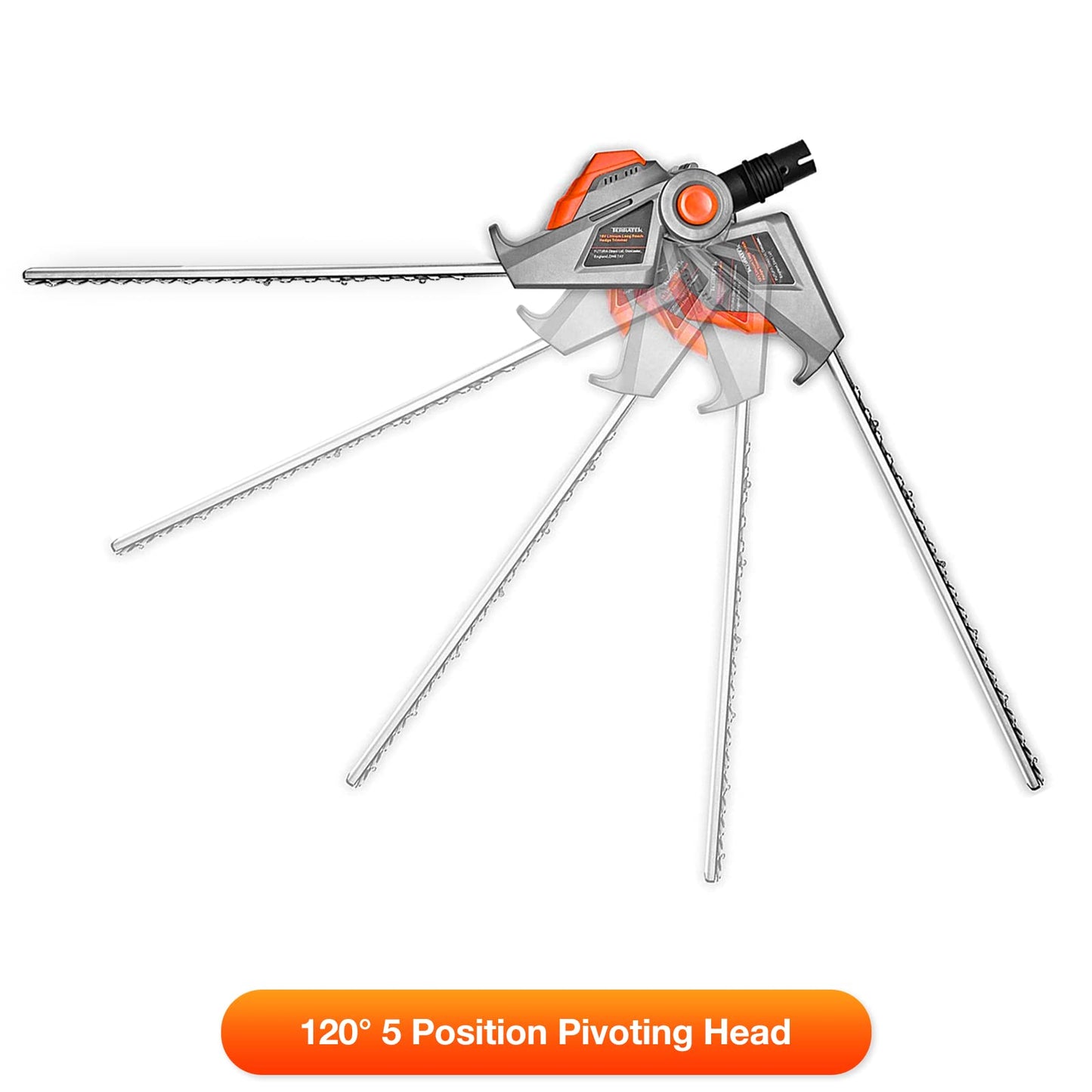 Terratek Cordless Hedge Trimmer Long Reach 20V 1HR Fast Charge, 2.4m Telescopic Hedge Trimmer Cordless Hedge Cutter with 2x Batteries, Shoulder Strap and Charger Included