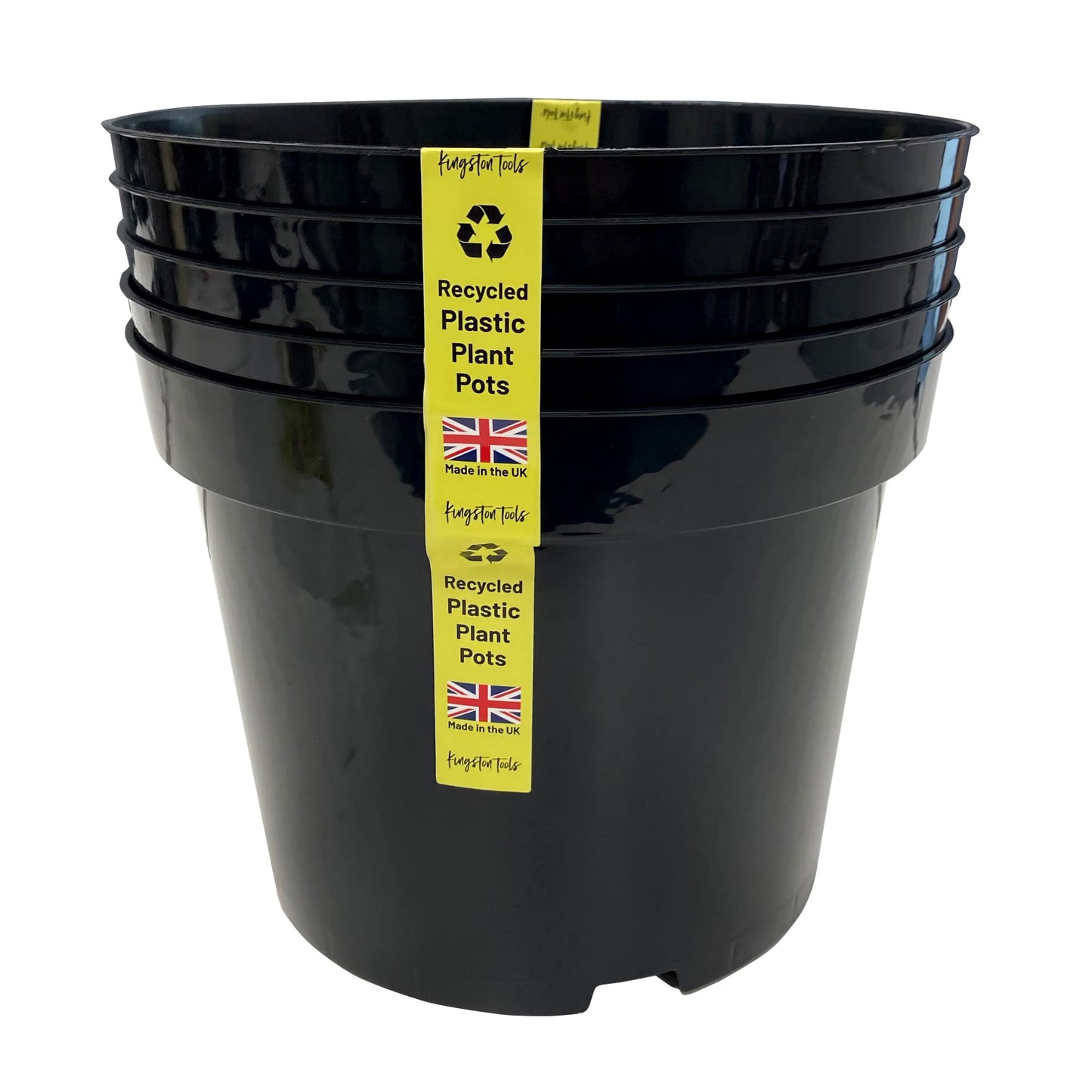 Kingston Tools Premium Recycled Plastic Garden Planter Pot – Heavy Duty Plant Flower Pots – Indoor Outdoor Home Décor Gardening Planters – Capacity: 10L, Black – Pack of 5