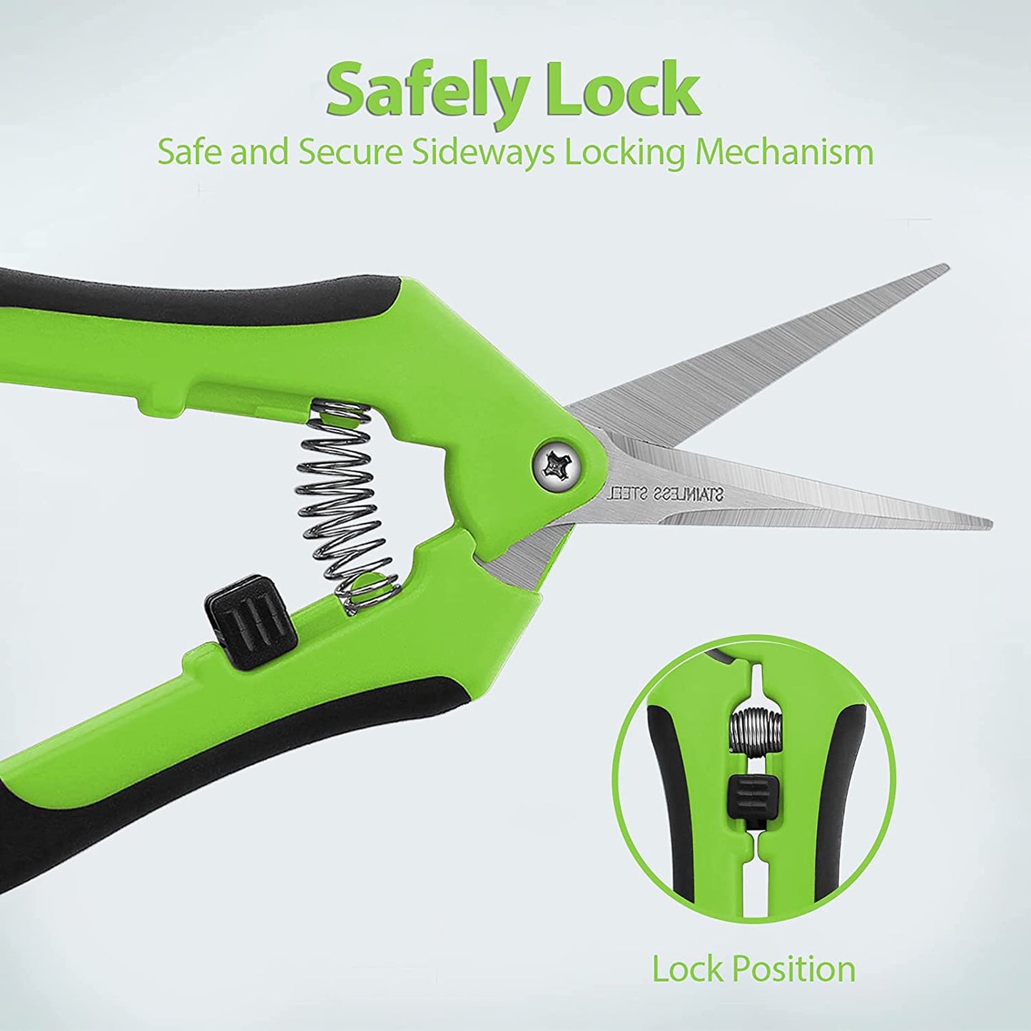 Professional Pruning Shears, Trimming Scissors - Straight Tip, Gardening Hand Pruner Pruning Shear Stainless Steel Blades Comfort Grip Locking Handle