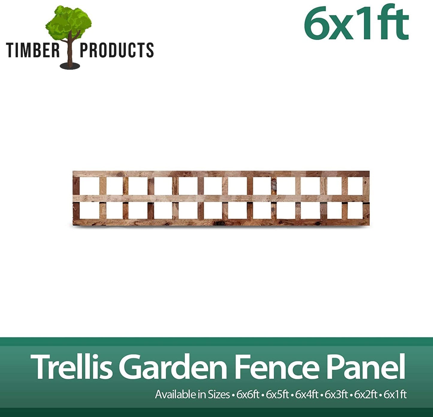Timber Products (PACK OF 10) 6x1 Wooden Square Trellis Fence Panels (1.83m x 0.30m) 6ft x 1ft Lattice Trellis