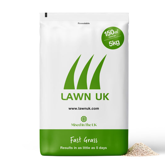 Fast Grass Seed Lawn UK - 5KG - Easy to sow - Fast to Grow & Germinate - 7-10 Days - Hardwearing - Affordable Price - for Small High Traffic Lawns - Quick Renovation