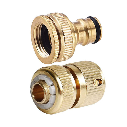 Tesmotor Garden Hose Brass No-Leak Connector Fitting, Female & Male Quick Connector Fitting (Hose Tap Connector Fitting)