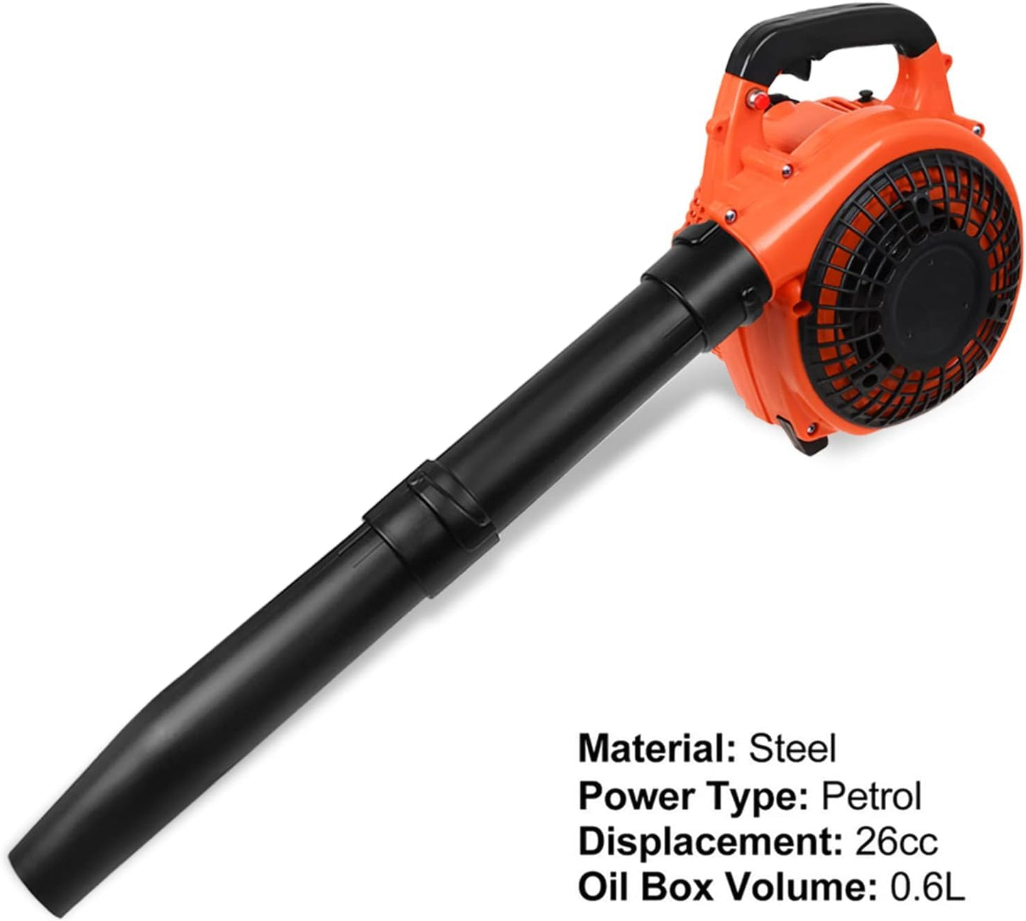 26cc Petrol Leaf Blower, Handheld Leaves Blowing Dust Snow with Adjustable Shoulder Strap for Patio Cleaning, Lawn Care, Leaves Garden Orange