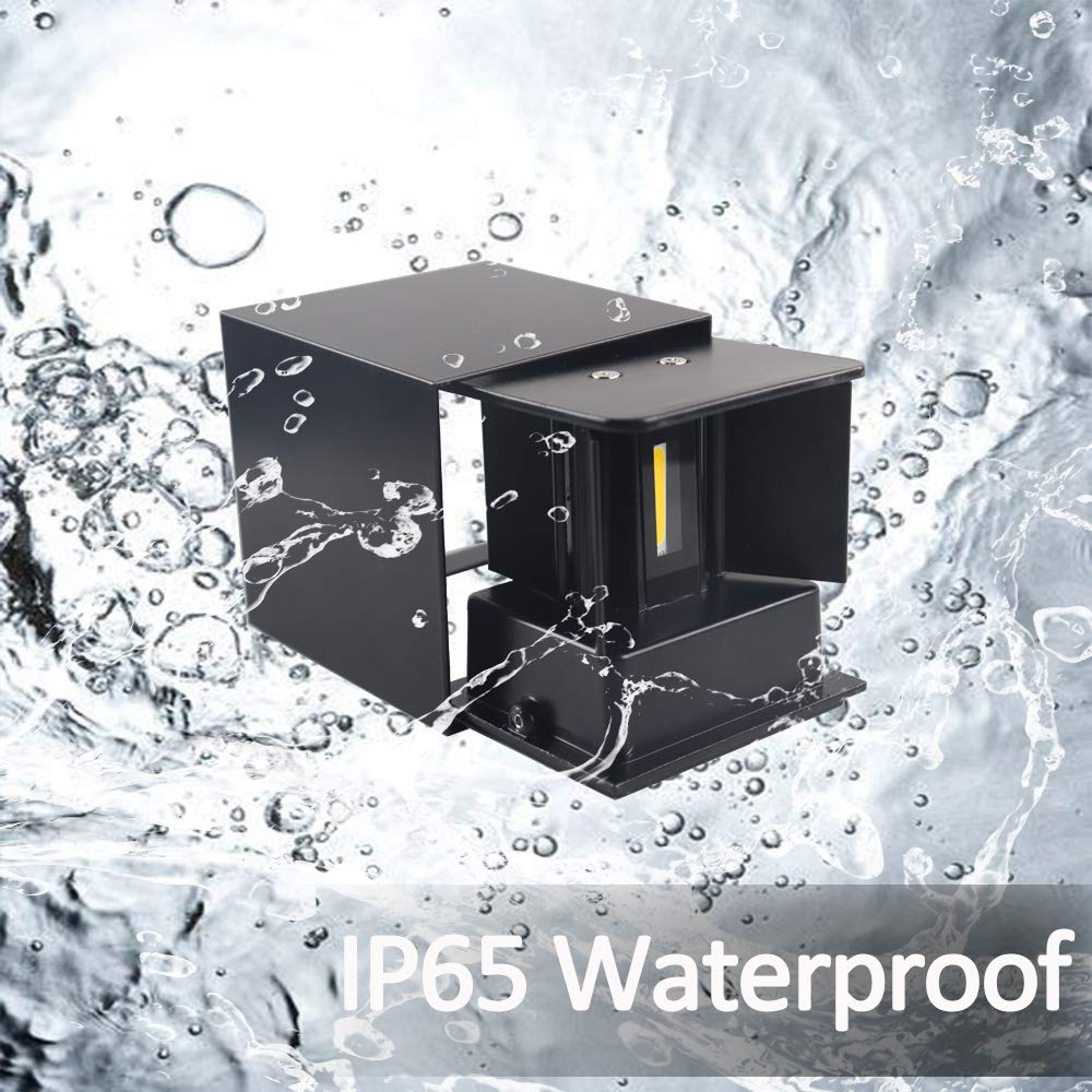 ZHMA Wall Lights 3000K Warm White Light Modern LED Outside Lights 2pack,12W Metal Cover IP65 Waterproof Adjustable Beam Aluminum Black Outdoor Lights for Side Door,Living Room,Bedroom,Garage