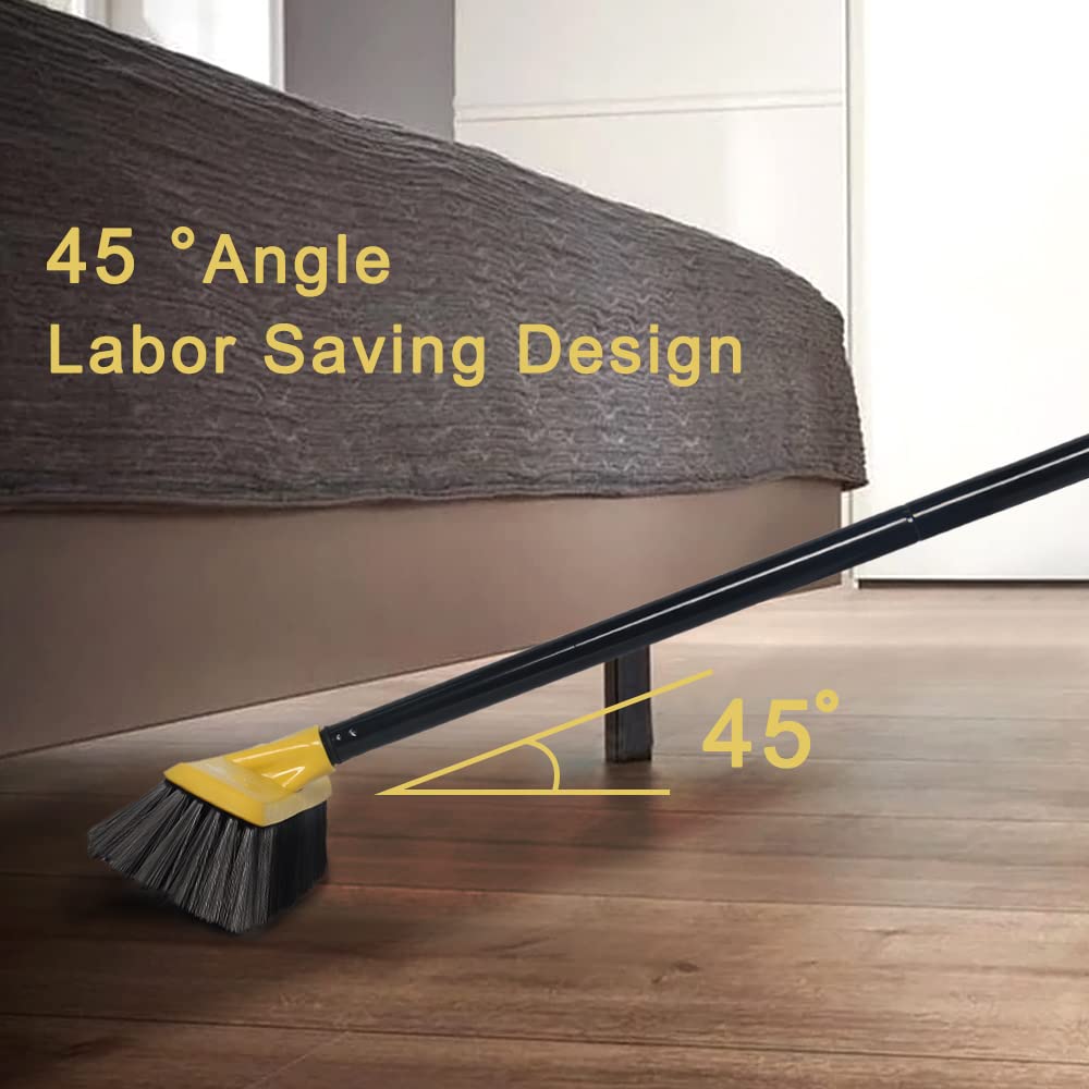 LandHope Sweeping Brush Indoor with Soft Bristles Long Handled Push Broom Floor Scrubbing Brush Cleaning for Home Kitchen Bathroom Office Outdoor Garage Tub Decking Patio Grout Tile