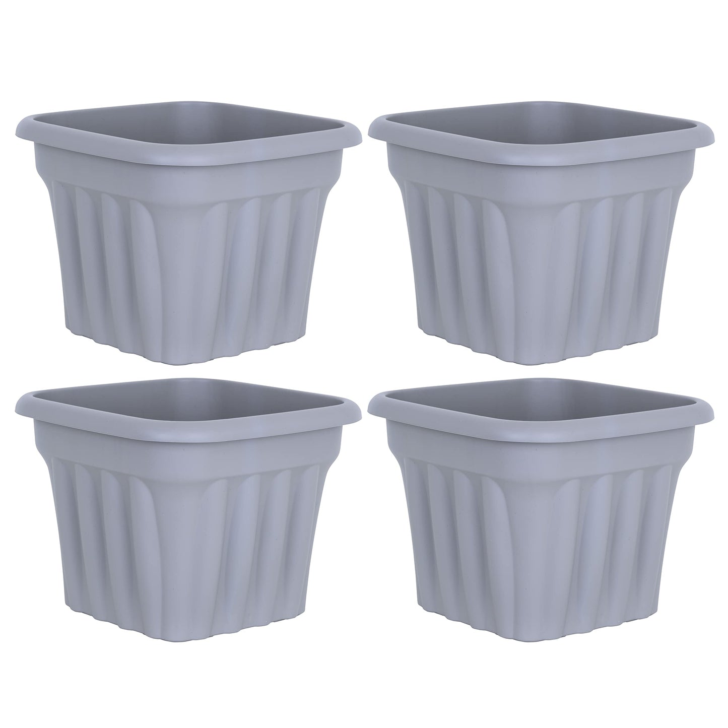 4 X 40cm Square Plastic Garden Planters Outdoor- 25L Large plant pots with Drainage Hole for Garden Pots Nursery Aloe Orchid Seedlings Sapling Box – Grey