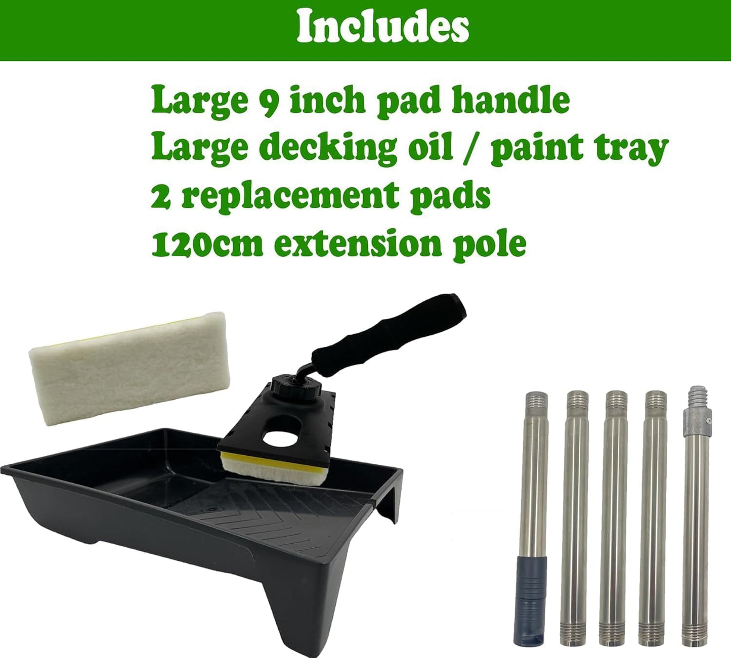 Decking Stain Paint Pad Kit Applicator Kit for Decking Paint Oil Stain (Decking Kit)