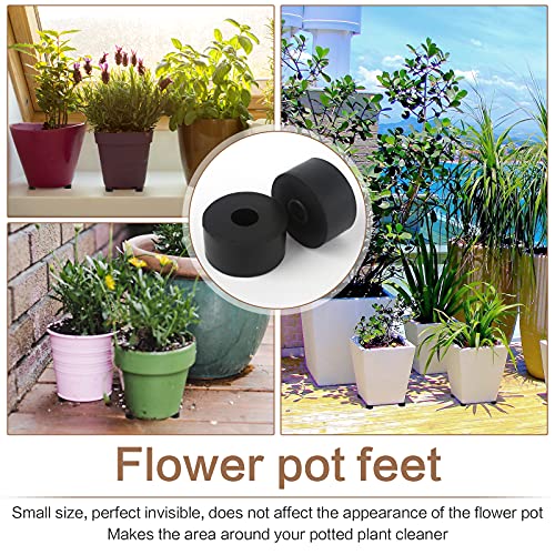 Bigxin 24 Pieces Flower Pot Feet Riser, Invisible Flower Pot Feet Round Shape Plant Pot Feet Black Rubber Plant Pot Risers for Indoor Outdoor Plant (3x3x1.5cm)