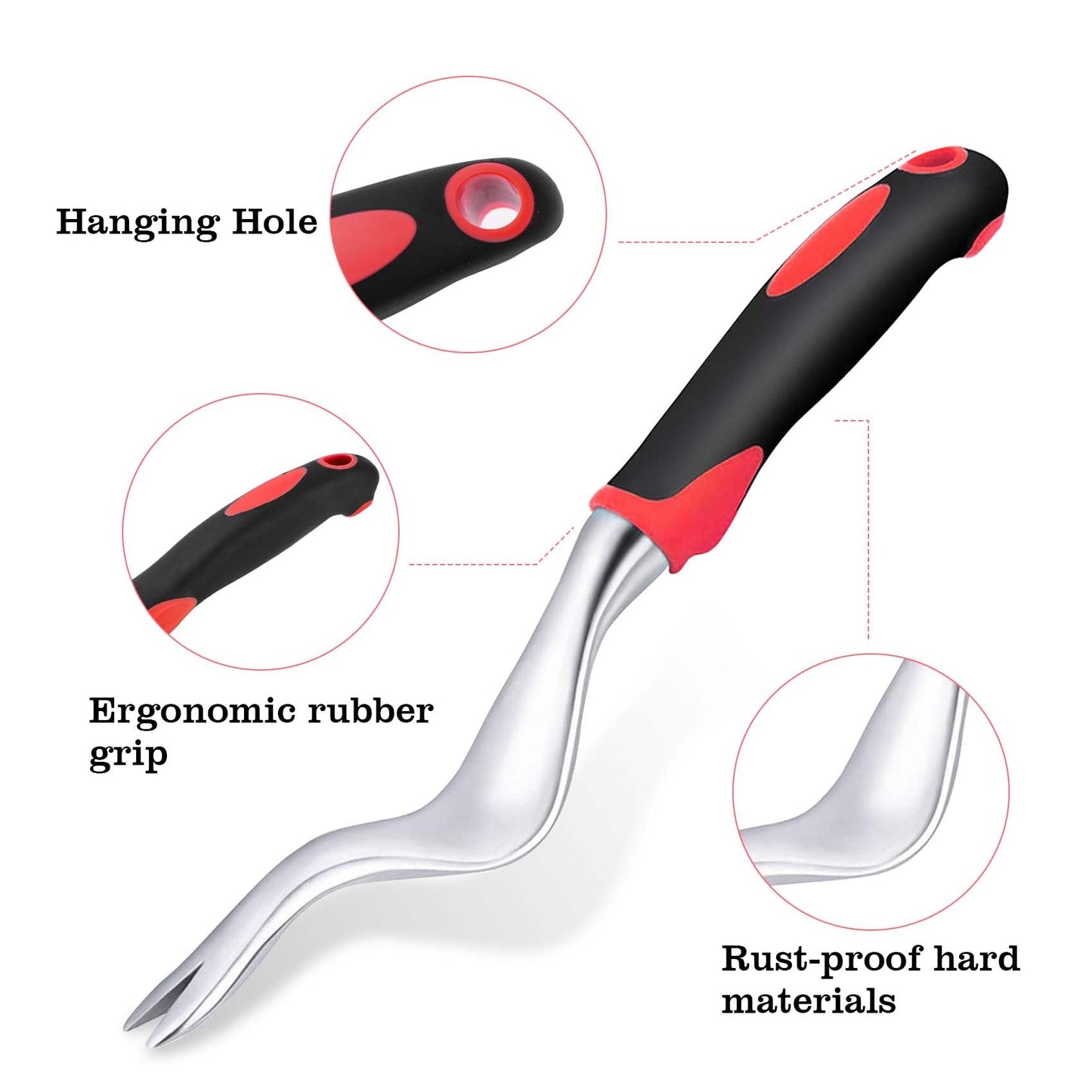 Hand Weeder Tool for Garden, Weed Puller Tool with Rubber Handle, V-Shaped Forks Manual Weeders, Lawn Care Uprooting Weeding Tools for Gardening, Yard, Farm Easy Removal Weeds Roots