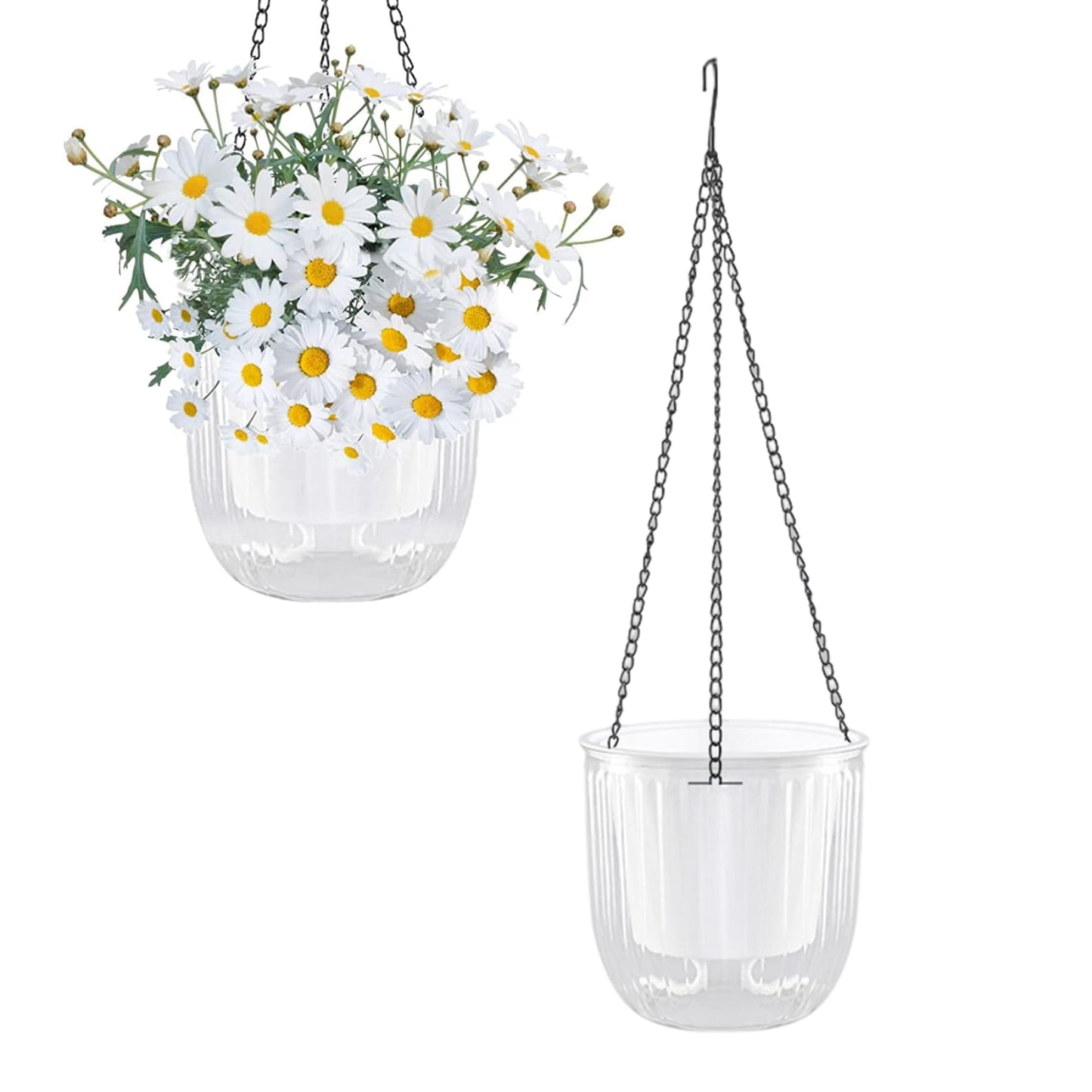 OnIUeZky Hanging Flower Pot Self-Watering Hanging Planter Hanging Baskets for Indoor Outdoor Plants Transparent 2PCS