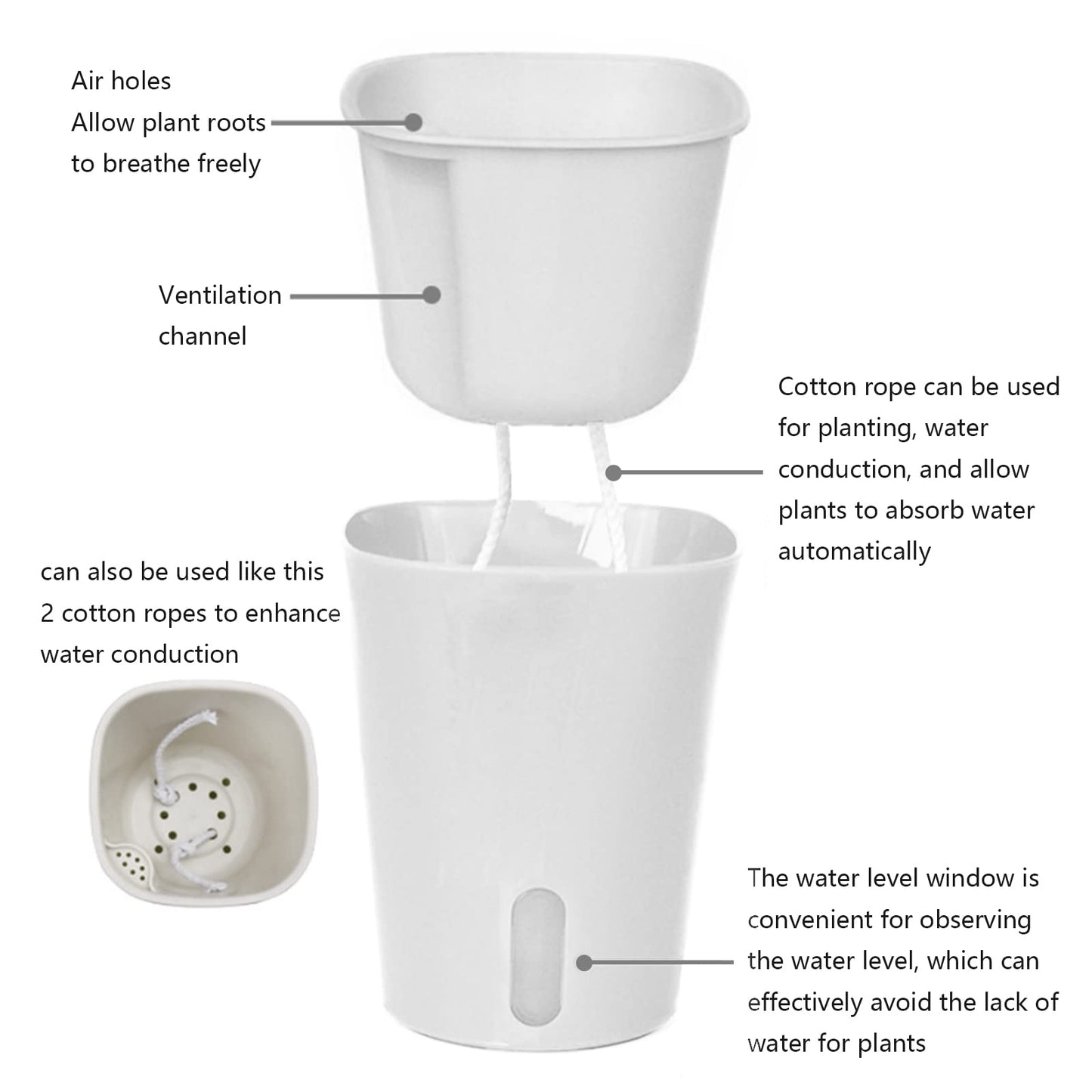 WMLBK Self-Watering Plant Pots Indoor,10 Pcs Plastic Self Watering Flower Pots with Drainage Holes Sauce,for Indoor Outdoor Balcony Windowsill Plants Flowers (12.5cm)