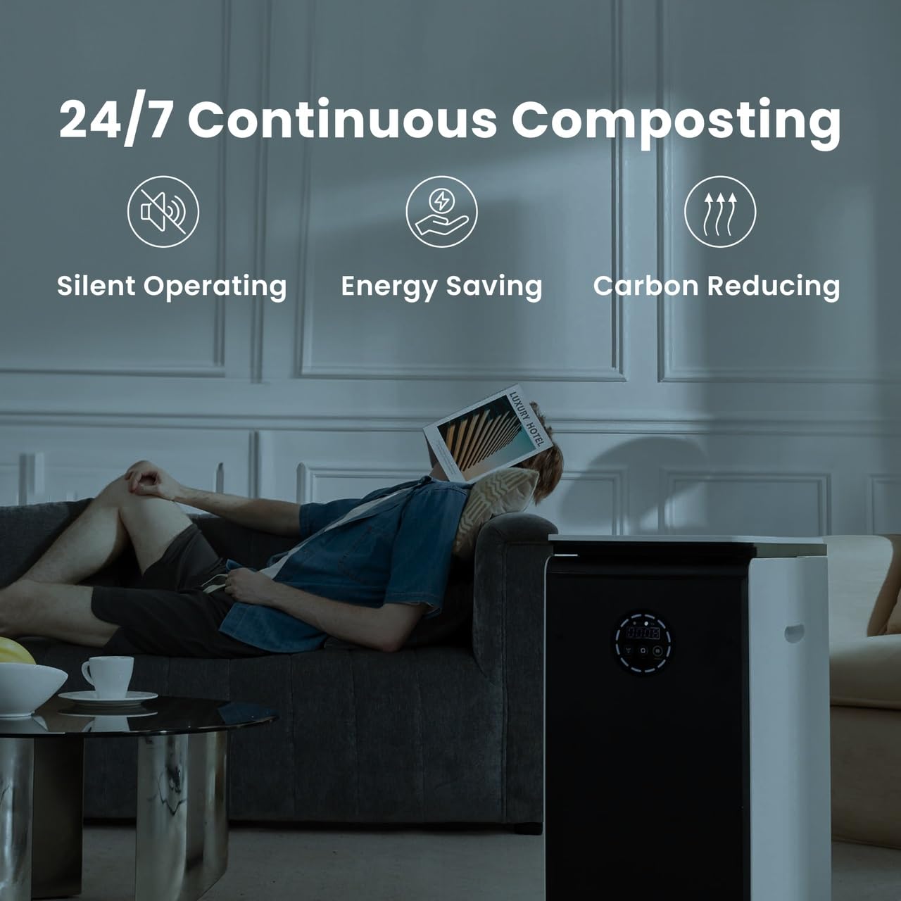 GEME World First Compost Bio Smart 19L Electric Composter for Kitchen, No Need to Change Filter, Not Dehydration Tec, Add Waste Anytime, Electric Compost Bin Kitchen, Food Cycler Real Compost