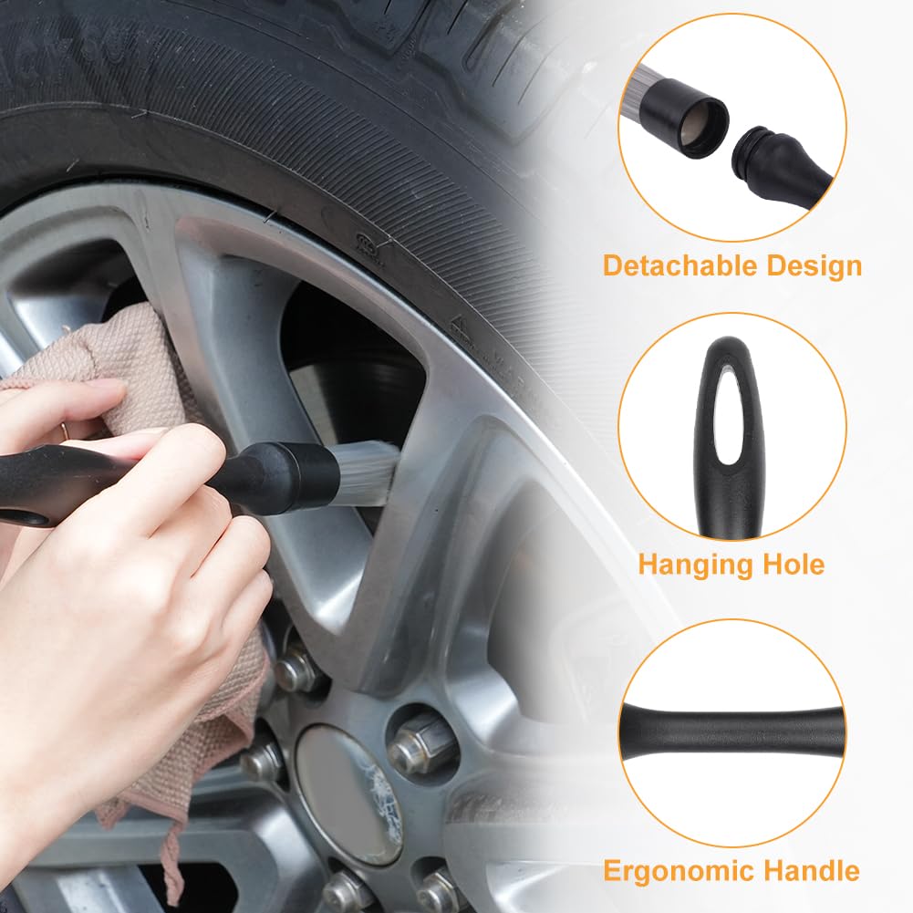 URAQT 5 PCS Car Detailing Brush Set, Car Brush Interior, Car Detailing Brushes Duster with Soft Bristles, Car Cleaning Brush Dust Removal Brushes Tool for Interior/Exterior Automotive Trim Wheel Rim