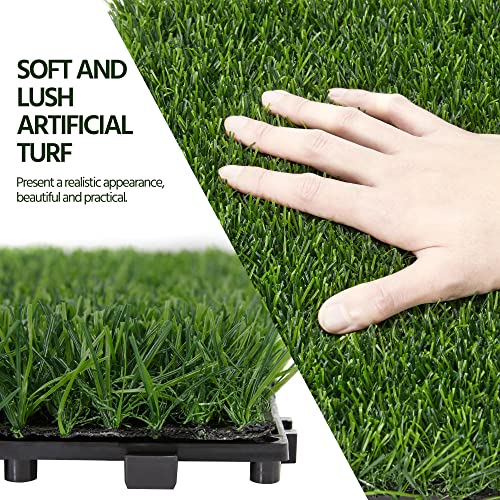 Yaheetech Artificial Grass Turf Indoor Outdoor 27PCS 31 * 31cm Artificial Grass Emulation Plant Dog Trainning Simulation Grass Doormats Dirty Remove Antislip for Garden, Patio, Lawn, Balcony