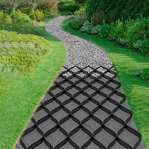 Baoz 4 Inch Thick Geo Grid Ground Grid 10X16.5 FT HDPE Honeycomb Geocell Permeable Paving Gravel fix Grid 1885 LBS per sq ft Strength for Slope Driveways, Parking Lots, Landscaping, Garden