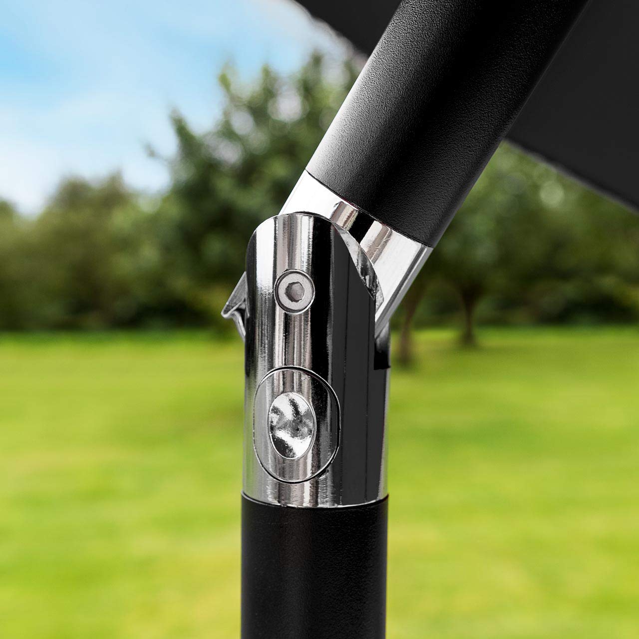 Harrier 2.7m Garden Parasol with Crank Handle & Tilt Function [5 Colour Options] – Outdoor Garden Patio Umbrella with Optional Waterproof Cover (Black, Parasol Only)