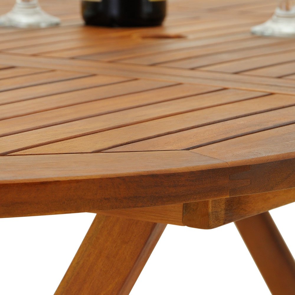 CASARIA® Boston Oval Dining Table and 6 High Back Chairs | FSC®-Certified Acacia Wood | Folding Conservatory Patio Outdoor Furniture Set | Weather Resistant | 160 x 85 cm