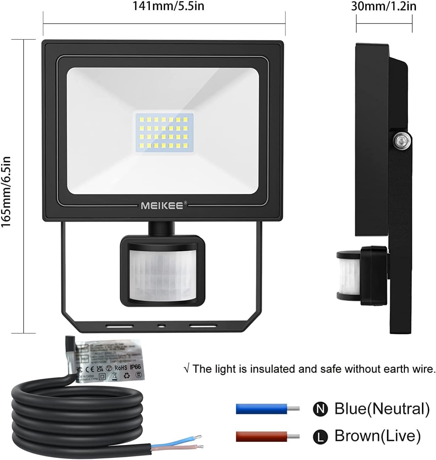 MEIKEE Security Lights with Motion Sensor 25W PIR Light Super Bright 2100 Lumen LED Sensor Flood Lights Outdoor IP66 Waterproof Daylight White Wall Light Perfect for Garage Garden Forecourt Hallway