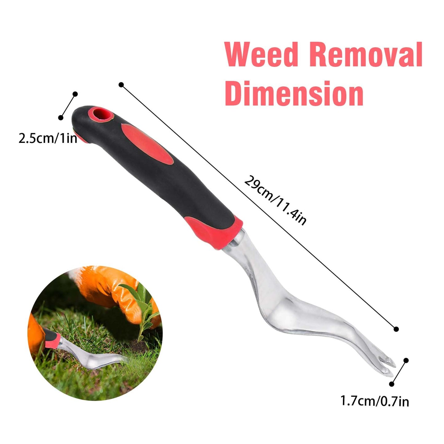 Hand Weeder Tool for Garden, Weed Puller Tool with Rubber Handle, V-Shaped Forks Manual Weeders, Lawn Care Uprooting Weeding Tools for Gardening, Yard, Farm Easy Removal Weeds Roots